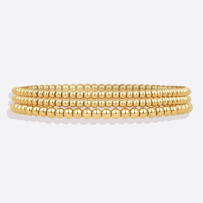 433 Beaded Bracelet Stacking Set: 18k Gold Plated / 6.5"