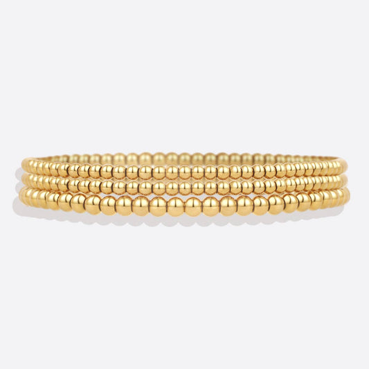 Beaded Bracelet Stacking Set: 18k Gold Plated / 7.5"