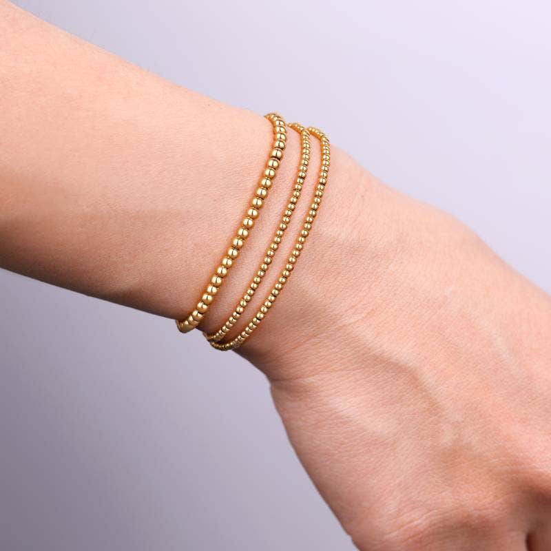 433 Beaded Bracelet Stacking Set: 18k Gold Plated / 6.5"