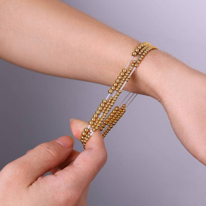 433 Beaded Bracelet Stacking Set: 18k Gold Plated / 6.5"